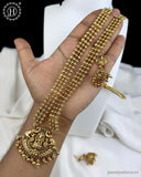 Beautiful Gold Finish Kemp Stone Temple Haram Set JH5847