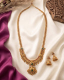 Beautiful Gold Finish Kemp Stone Temple Haram Set JH5847