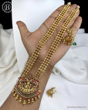 Beautiful Gold Finish Kemp Stone Temple Haram Set JH5848
