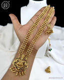 Beautiful Gold Finish Kemp Stone Temple Haram Set JH5849