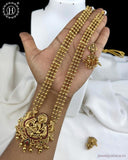 Beautiful Gold Finish Kemp Stone Temple Haram Set JH5850