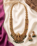Beautiful Gold Finish Kemp Stone Temple Haram Set JH5852