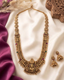 Beautiful Gold Finish Kemp Stone Temple Haram Set JH5852