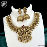 Beautiful Gold Finish Kemp Stone Temple Necklace Set JH5855