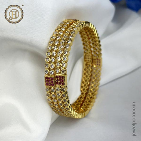 Beautiful Gold Plated AD Stone Beautiful Bangles Set JH5871