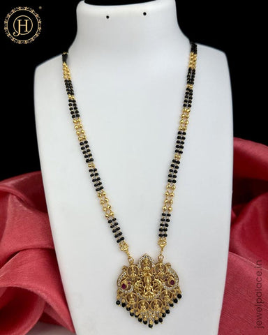 Beautiful Alloy Gold Planted Latest Black Beads Mangalsutra JH5874