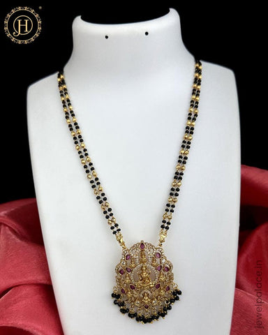 Beautiful Alloy Gold Planted Latest Black Beads Mangalsutra JH5875
