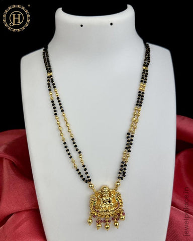 Beautiful Alloy Gold Planted Latest Black Beads Mangalsutra JH5876