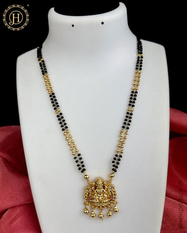 Beautiful Alloy Gold Planted Latest Black Beads Mangalsutra JH5877