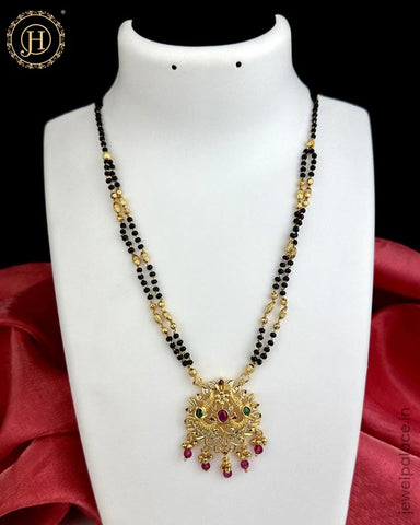 Beautiful Alloy Gold Planted Latest Black Beads Mangalsutra JH5878