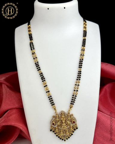 Beautiful Alloy Gold Planted Latest Black Beads Mangalsutra JH5879