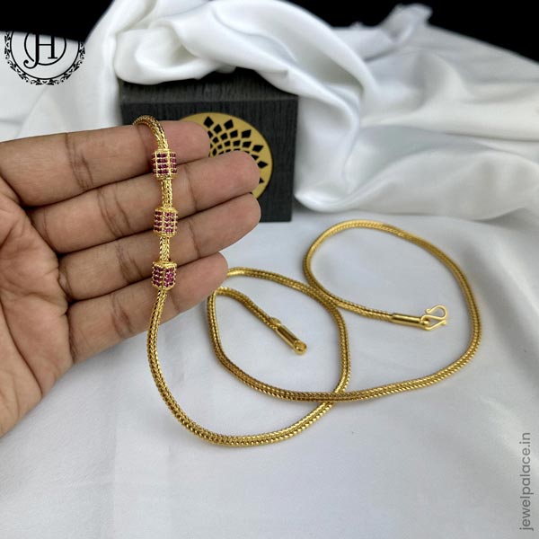 One Gram Micro Gold Plated Traditional Long Mugappu Chain JH5888