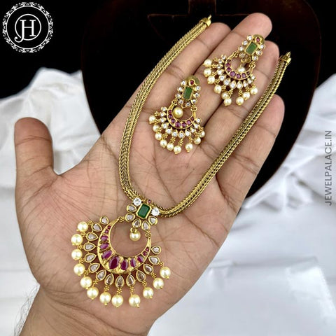 Beautiful High Quality Gold Plated Brass Temple Necklace JH5893