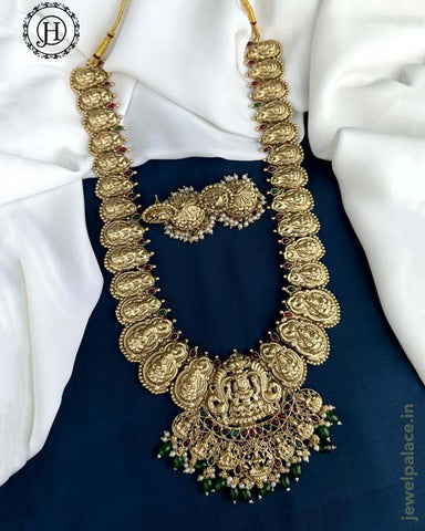 Beautiful Gold Plated Kemp Stones Temple Haram Set JH5906