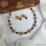 Elegant Gold Finish Kemp Stone Floral Design Necklace JH5911