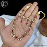 Elegant Gold Finish Kemp Stone Floral Design Necklace JH5911
