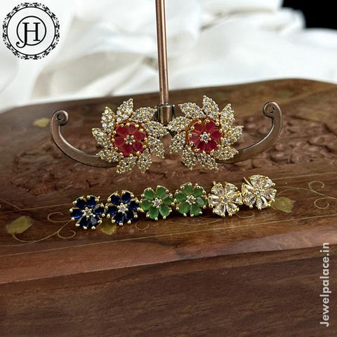 Beautiful Gold Plated AD Stone Changeable Stud Earrings JH5912