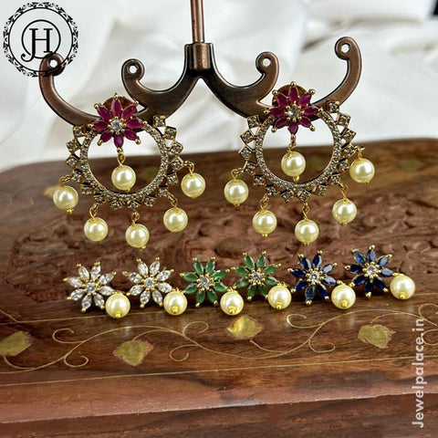 Beautiful Gold Plated AD Stone Changeable Stud Earrings JH5913