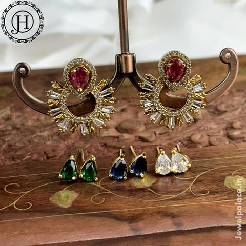 Beautiful Gold Plated AD Stone Changeable Stud Earrings JH5914