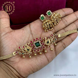 Beautiful Gold Finish Kemp Stone Temple Necklace Set JH5917