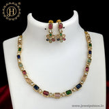 Beautiful Gold Finish Kemp Stone Temple Necklace Set JH5918