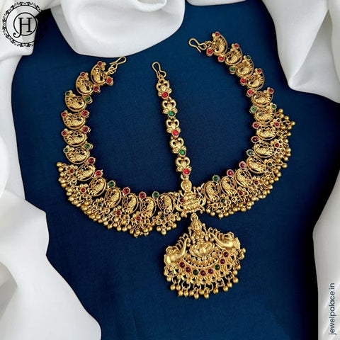 Exclusive Gold Plated kemp Stone Wedding Tikka JH5937