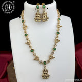 Traditional Gold Plated Kemp Stone Temple Necklace Set JH5962