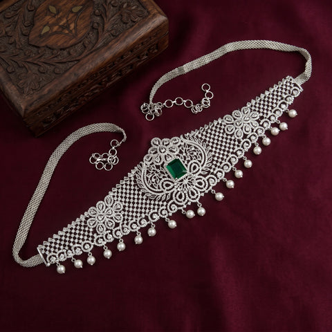 Beautiful Silver Plated AD Stone Premium Quality Hip Chain JH5977