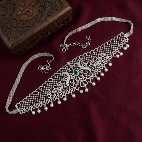 Beautiful Silver Plated AD Stone Premium Quality Hip Chain JH5978