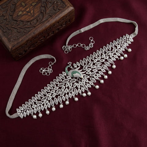 Beautiful Silver Plated AD Stone Premium Quality Hip Chain JH5980