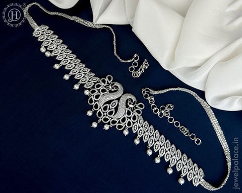 Beautiful Silver Plated AD Stone Premium Quality Hip Chain JH5988