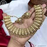 Exclusive Gold Finish Kemp Stone Temple Necklace Set JH5990