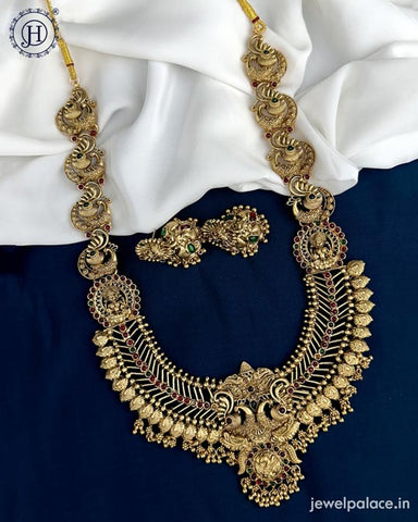 Beautiful Gold Plated Kemp Stones Temple Haram Set JH5992