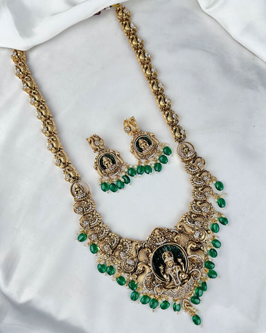 Beautiful Gold Plated Kemp Stones Temple Haram Set JH5992