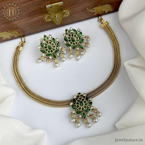 Beautiful Gold Plated Kemps Stone Designer Neckpiece JH6014