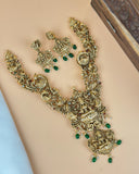 Beautiful Gold Plated Kemp Stones Temple Haram Set JH6024