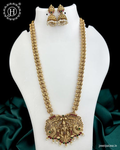 Beautiful Gold Plated Kemp Stones Temple Haram Set JH6025