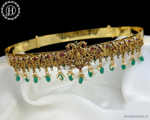 Beautiful Gold Plated Adjustable Temple Hip Belt Kamarband For Kids JH6038