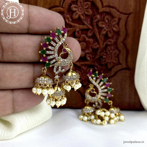 Elegant Gold Plated With AD Stone Premium Quality Earrings Jhumkas JH5603