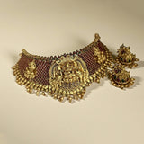 Antique Gold Plated Kemp Stone Temple Choker Set JH6072