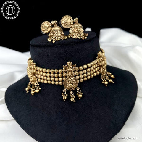 Trendy Antique Gold Plated Traditional Necklace Set JH6196
