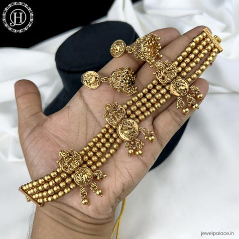 Trendy Antique Gold Plated Traditional Necklace Set JH6196