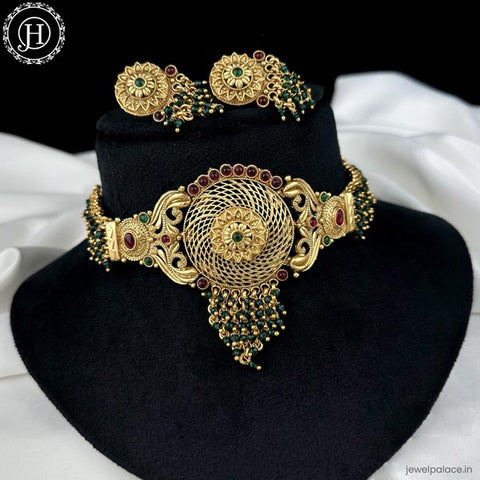 Trendy Antique Gold Plated Traditional Necklace Set JH6198