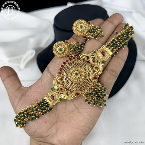 Trendy Antique Gold Plated Traditional Necklace Set JH6198