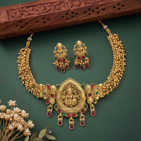 Trendy Antique Gold Plated Traditional Necklace Set JH6201