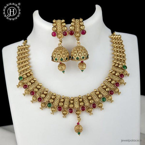 Elegant Antique Gold Finish Necklace Set JH6210