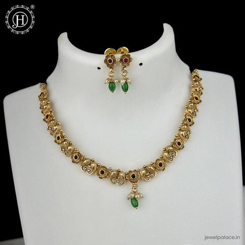Elegant Antique Gold Finish Necklace Set JH6212