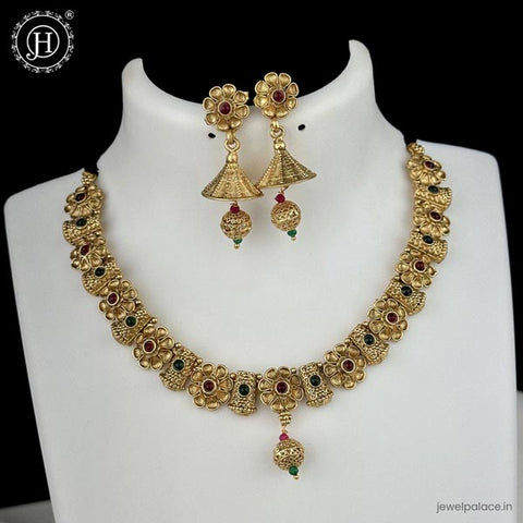 Elegant Antique Gold Finish Necklace Set JH6213