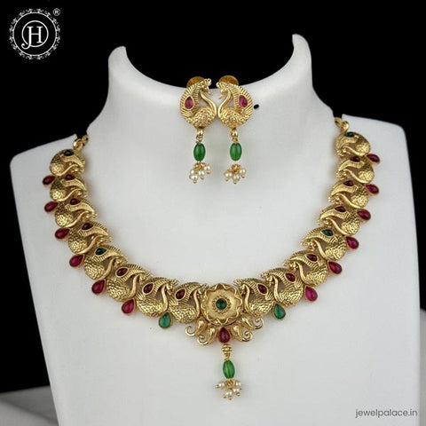 Elegant Antique Gold Finish Necklace Set JH6216