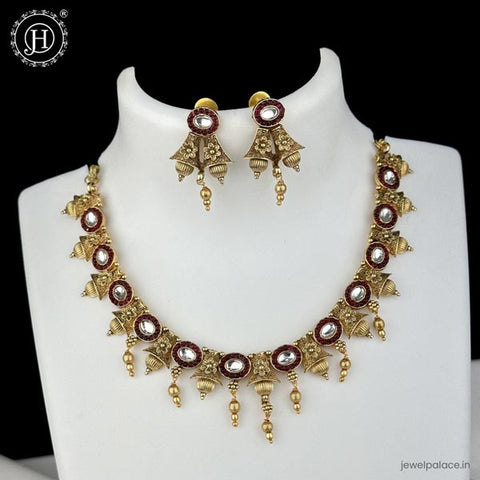 Elegant Antique Gold Finish Necklace Set JH6217